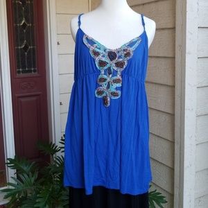 Wet Seal Royal Blue Beaded Tank Top